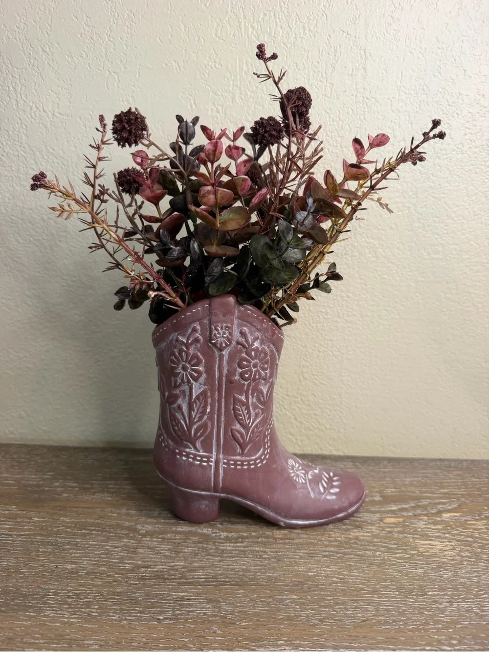 Target Bullseye Ceramic Cowboy Boot Vase with western fill